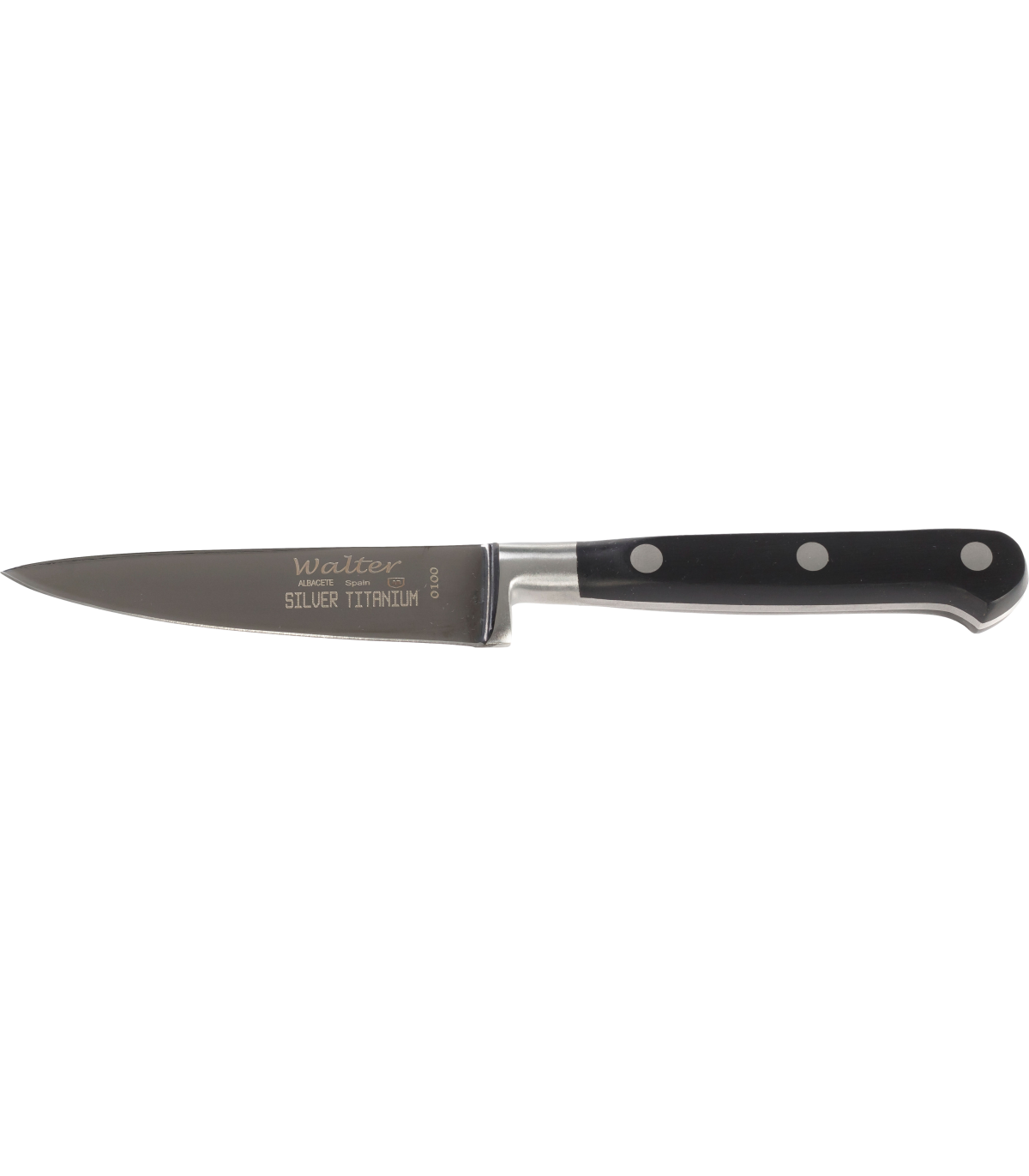 Puntilla Forjada 10 Cm - Titanio Plata - M.Pom Negro, Estuche