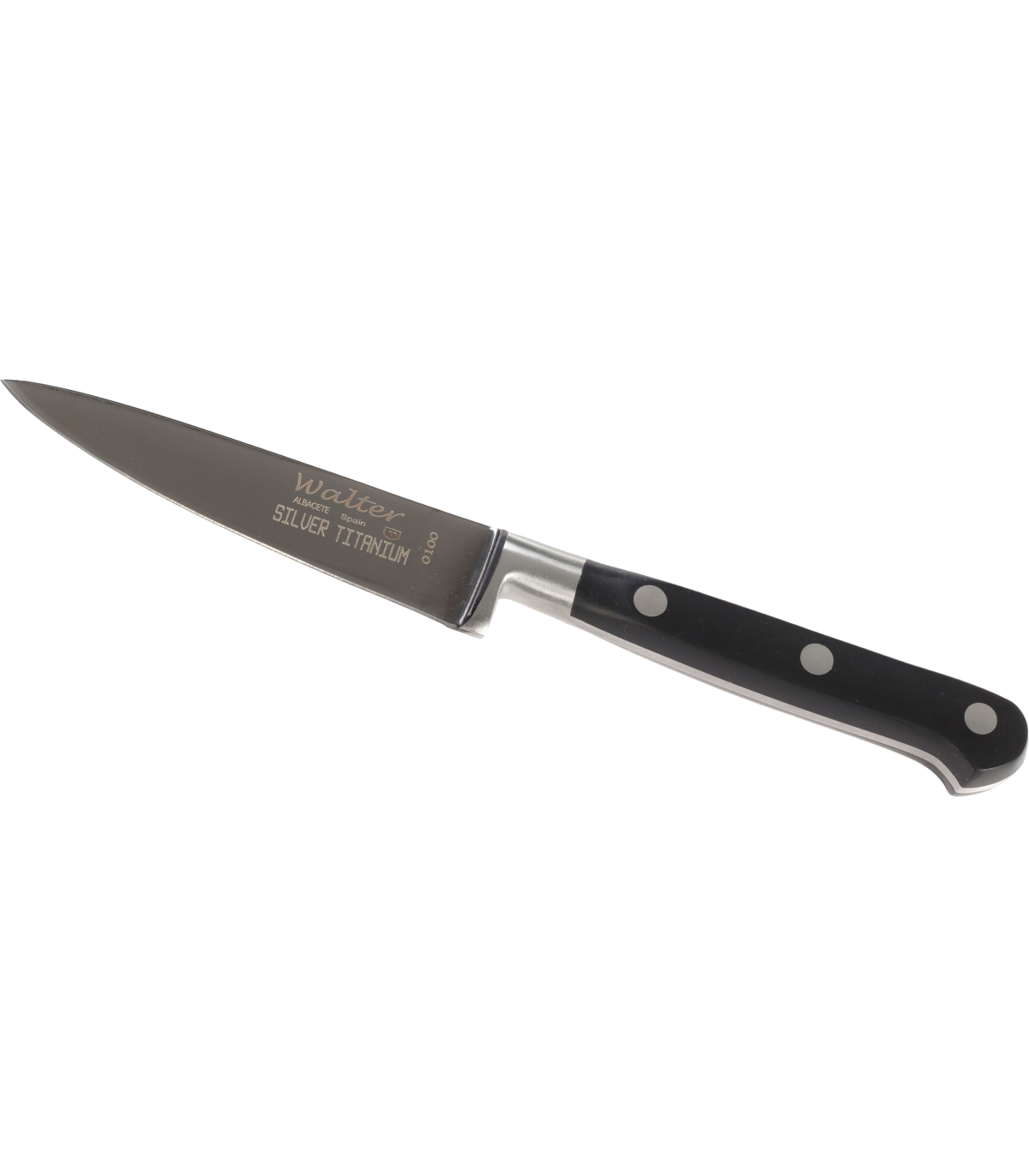 Puntilla Forjada 10 Cm - Titanio Plata - M.Pom Negro, Estuche