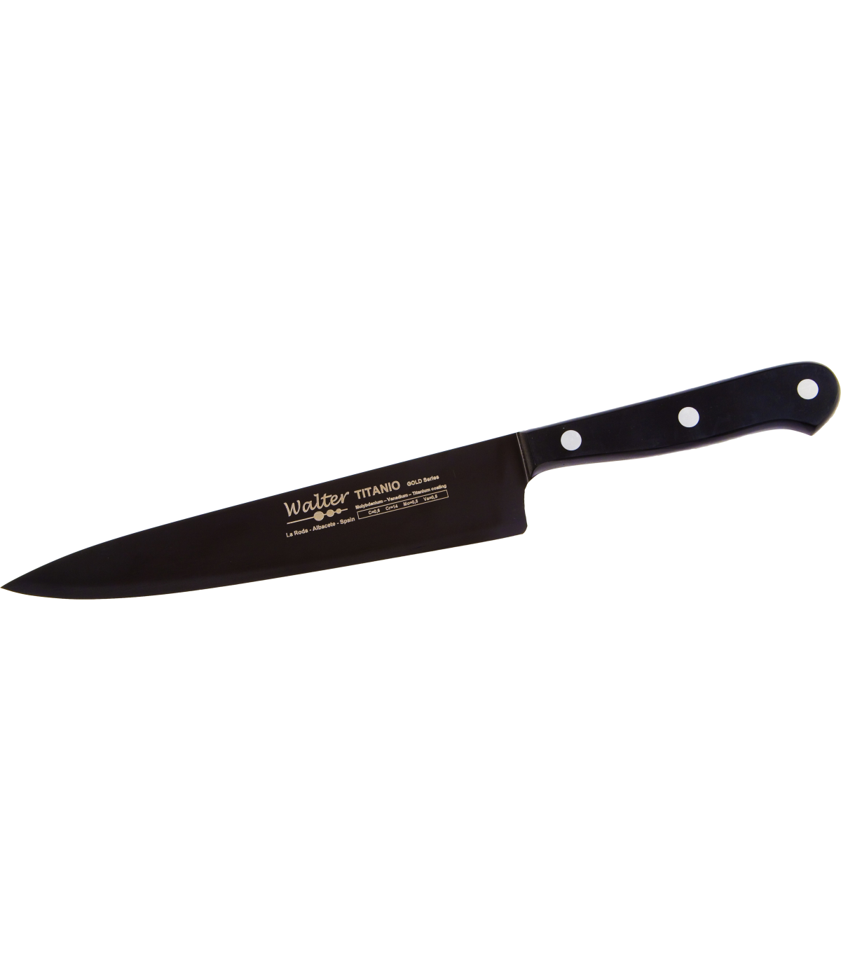 Cocinero Enterizo 17,5 Cm Titanio Negro - Mango Pom, Estuche - S.Titanio