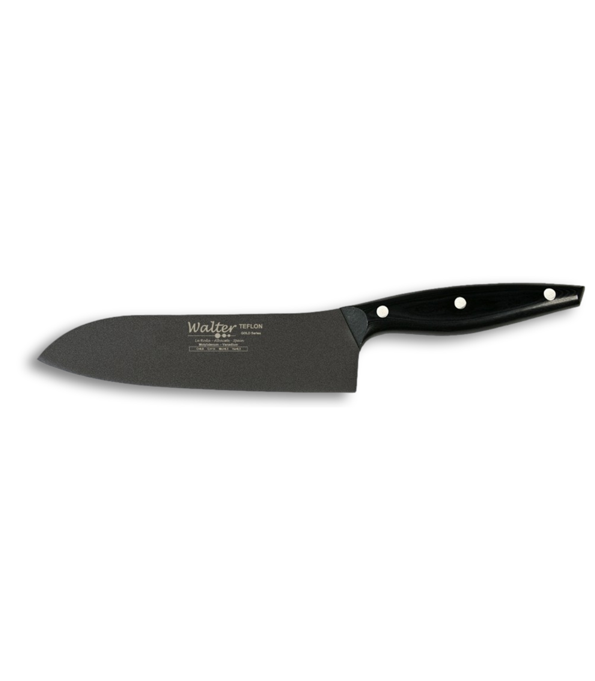Cuchillo Santoku 20 cm - Teflon - Mango Mikarta Negra, Estuche