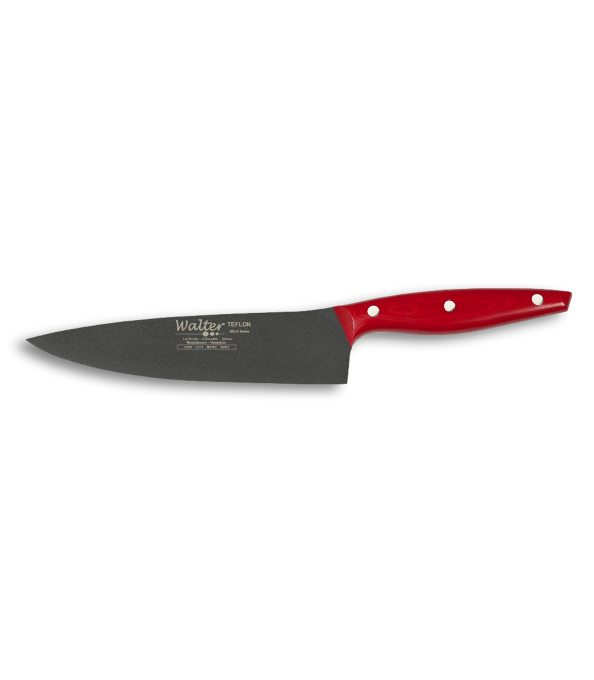 Cuchillo Cocinero 20 cm - Teflon - Mango Mikarta Roja, Estuche