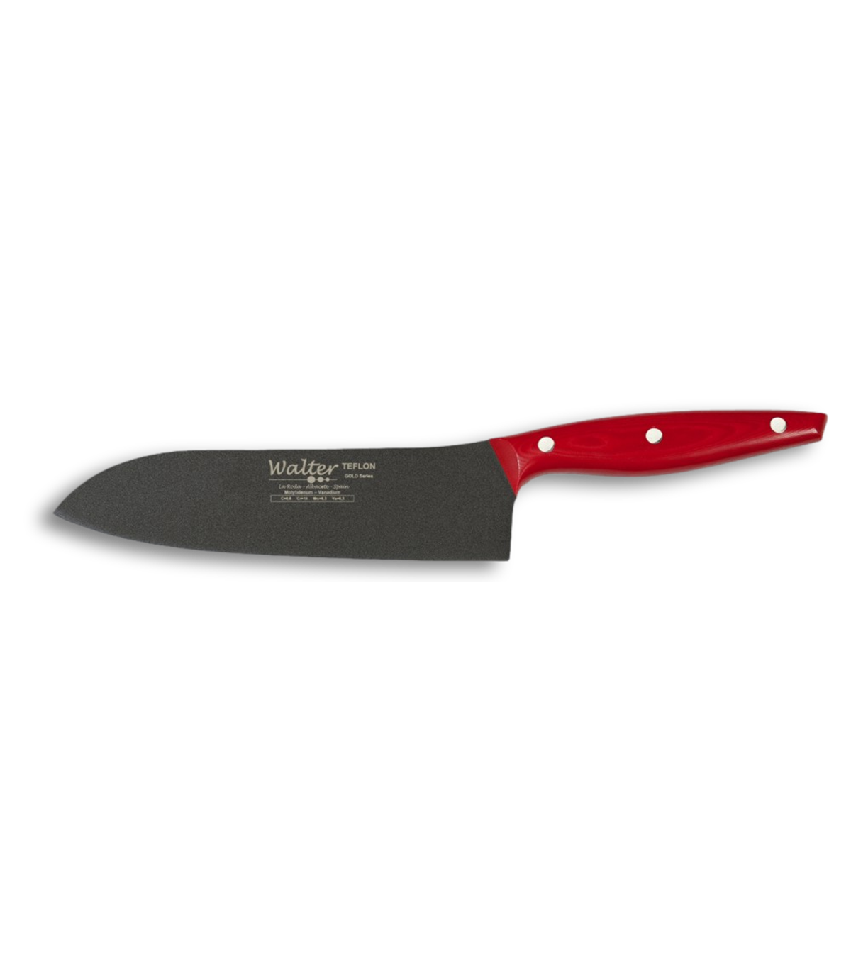 Cuchillo Santoku 20 cm - Teflon - Mango Mikarta Roja, Estuche