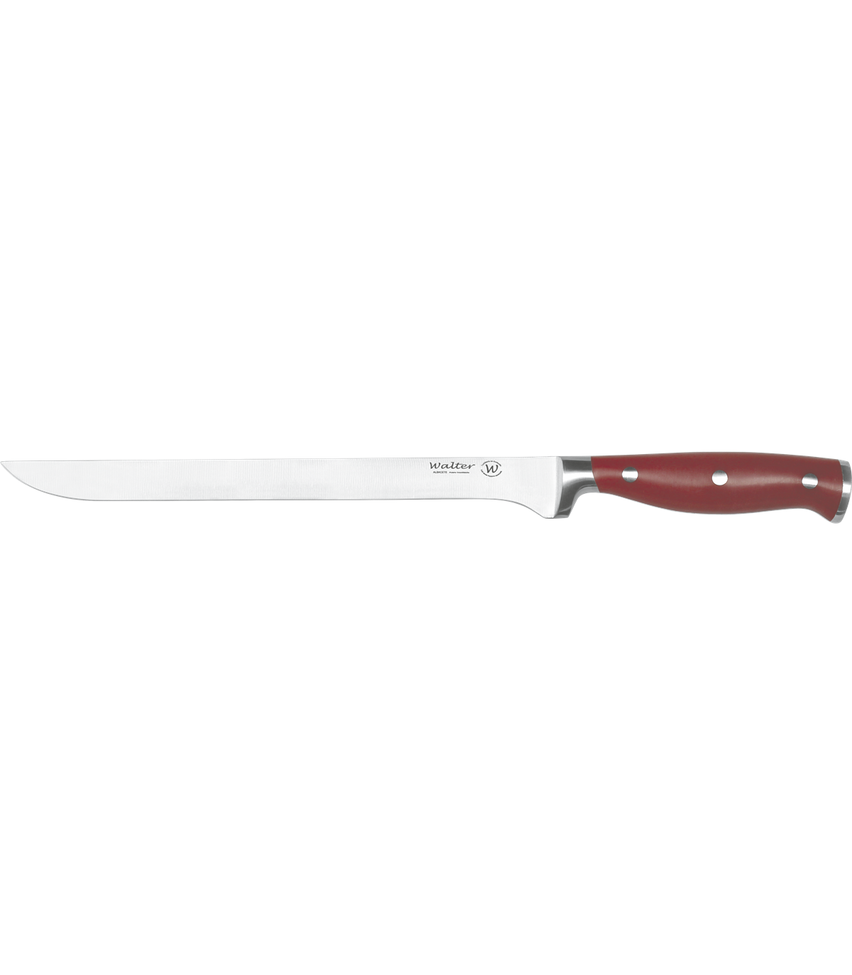 Cuchillo Forjado Jamonero 24 cm - Mango POM Rojo Inglés, S. Gala Hogar