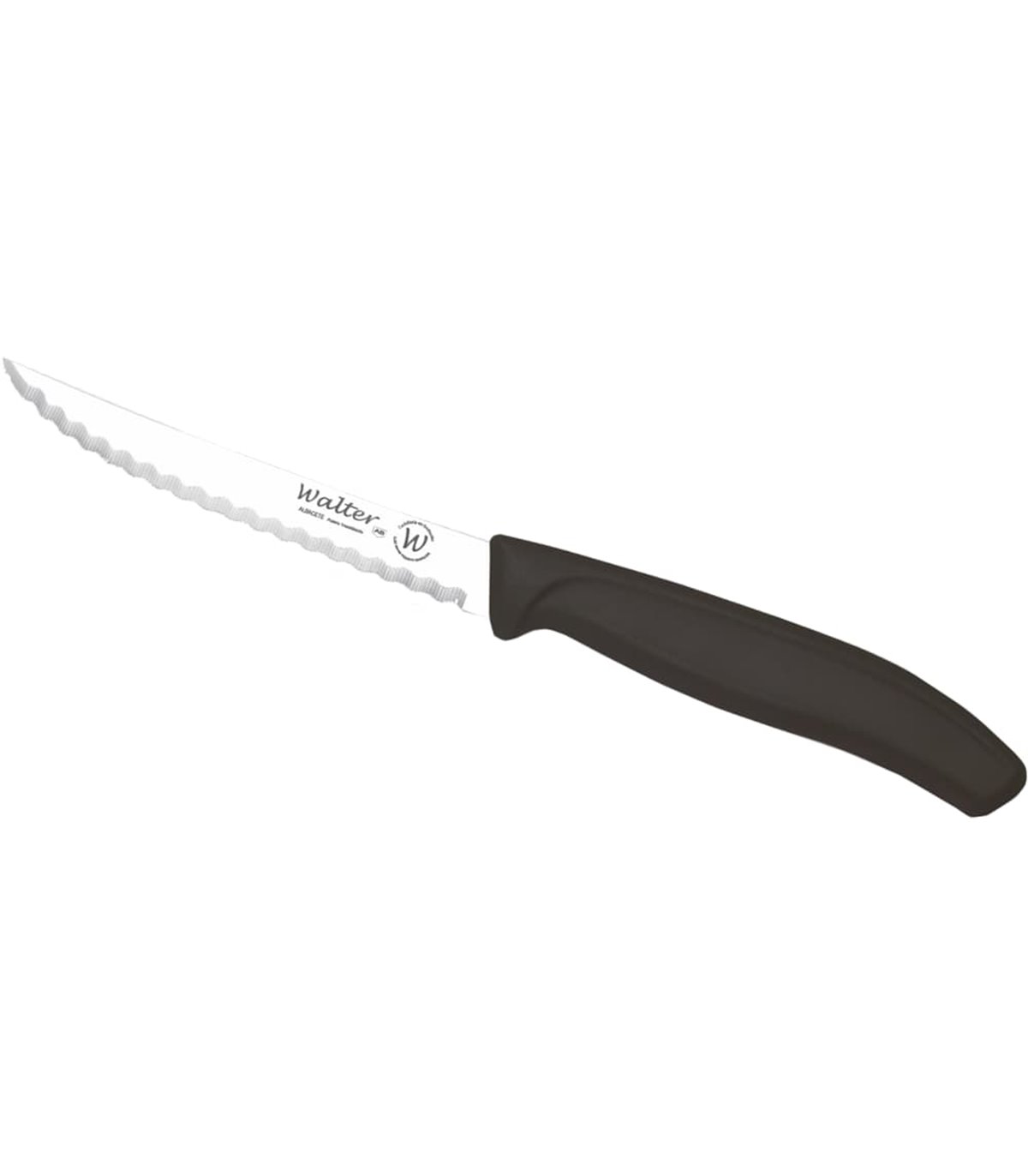 Juego 6 uds. - Cuchillo Mesa Bistec con Sierra - Mango PP Negro