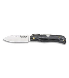 Navaja Campera 8 cm Acero Carbono - Mikarta Negra - Kit Supervivencia Unión Europea