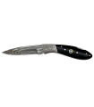 Navaja Acero Damasco 312 capas 8 cm - Virola Damasco - Asta Negra - Kit Supervivencia Unión Europea