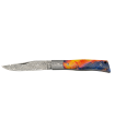 Navaja Acero Damasco 7,7 cm - Virola Acero Damasco - Madera de Raíz con Nácar - Kit Supervivencia Unión Europea