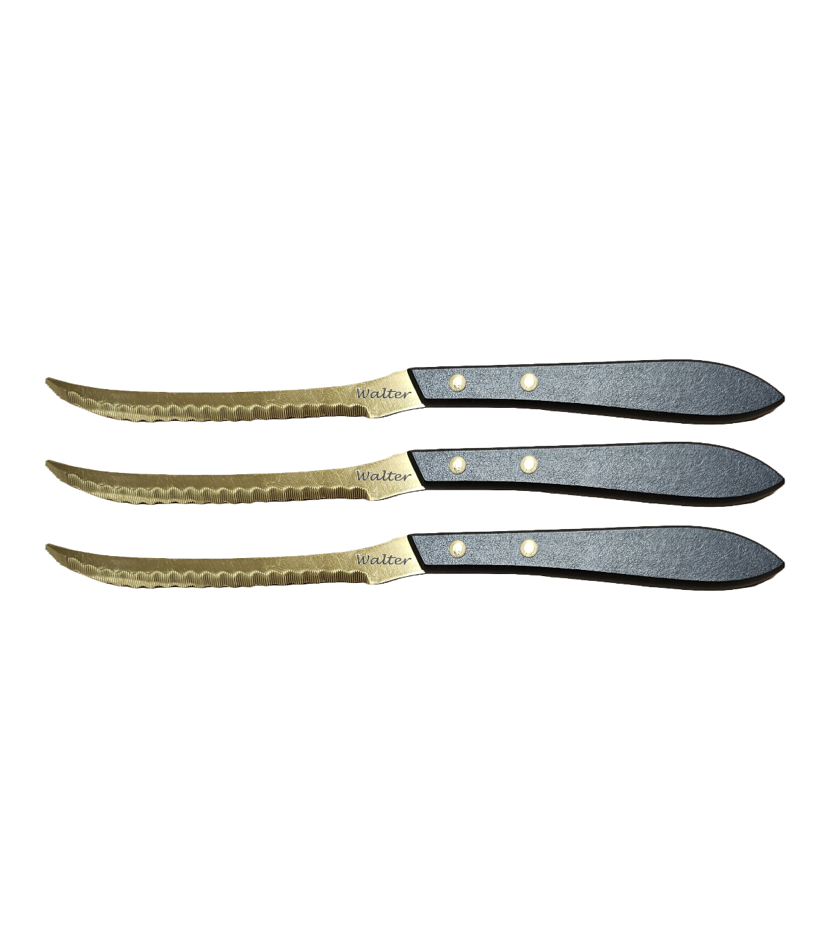 Juego 3 Uds. - Chuletero Vasco TITANIO ORO 12 cm - Mango Phenolkraft