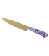Cuchillo de Cocina Enterizo 15 cm Titanio Oro - Mango Metacrilato Lila-Blanco