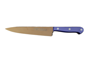 Cuchillo de Cocina Enterizo 15 cm Titanio Bronce - Mango Metacrilato Azul