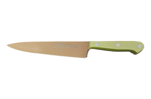 Cuchillo de Cocina Enterizo 15 cm Titanio Bronce - Mango Metacrilato Verde