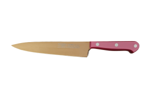 Cuchillo de Cocina Enterizo 15 cm Titanio Bronce - Mango Metacrilato Rosa