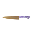 Cuchillo de Cocina Enterizo 15 cm Titanio Bronce - Mango Metacrilato Lila-Blanco