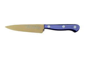 Puntilla de Cocina Enteriza 11 cm Titanio Oro - Mango Metacrilato Azul