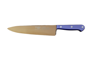 Cuchillo de Cocina Enterizo 20 cm Titanio Bronce - Mango Metacrilato Azul