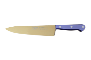 Cuchillo de Cocina Enterizo 20 cm Titanio Oro - Mango Metacrilato Azul