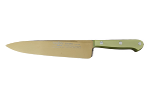 Cuchillo de Cocina Enterizo 20 cm Titanio Oro - Mango Metacrilato Verde