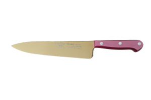Cuchillo de Cocina Enterizo 20 cm Titanio Oro - Mango Metacrilato Rosa