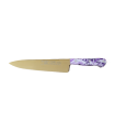 Cuchillo de Cocina Enterizo 20 cm Titanio Oro - Mango Metacrilato Lila-Blanco
