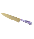 Cuchillo de Cocina Enterizo 20 cm Titanio Oro - Mango Metacrilato Lila-Blanco