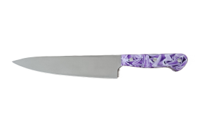 Cuchillo de Cocina Enterizo 20 cm - Mango Metacrilato Lila-Blanco