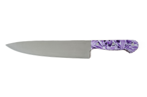 Cuchillo de Cocina Enterizo 25 cm - Mango Metacrilato Lila-Blanco