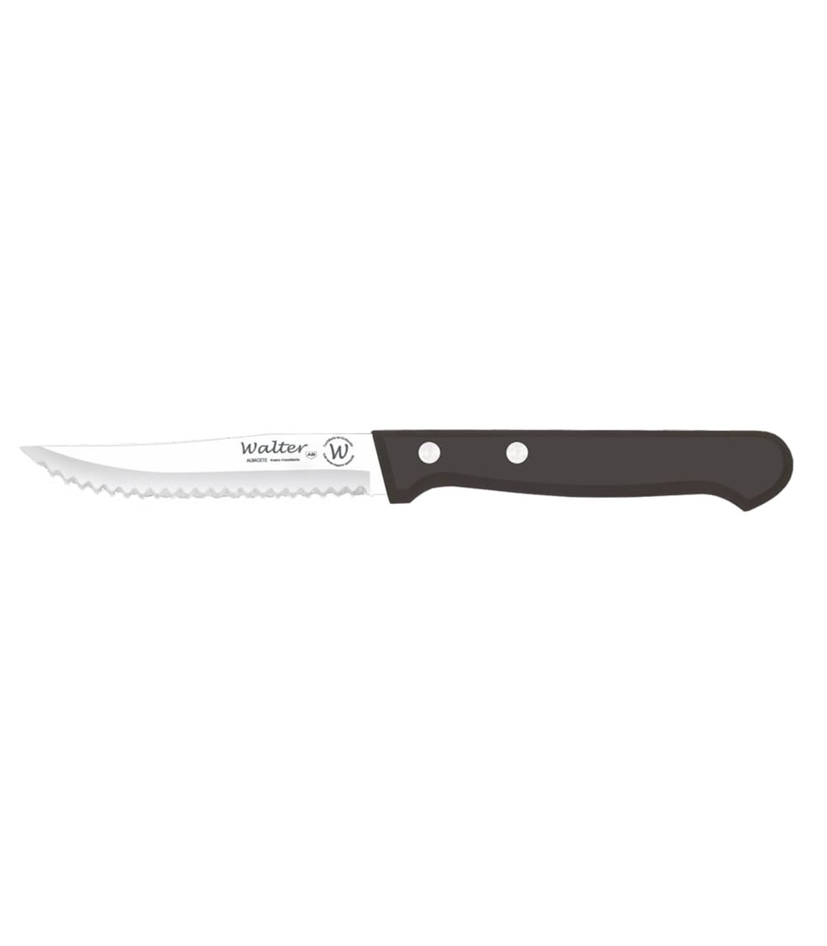 Cuchillo Verduras 10 Cm Con Sierra - M.Negro Remache, Estuche 3 Uds - Walter